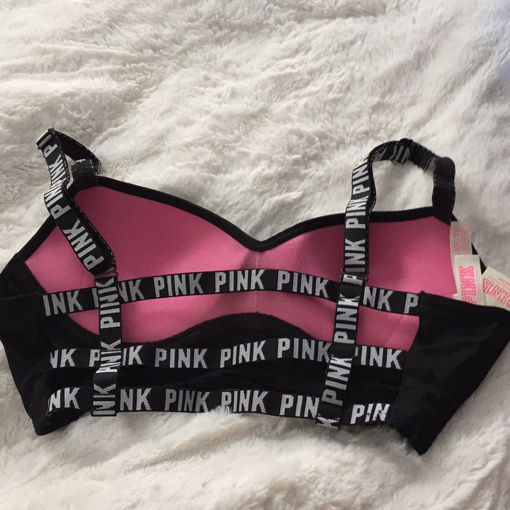 VS Pink Black Strappy Bralette